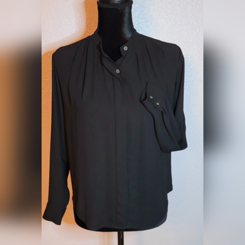 Ann Taylor Black Button Down Blouse - image 1